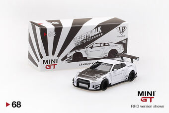 Mini GT LB☆WORKS Nissan GT-R (R35) White Type 2, Rear Wing ver 3 