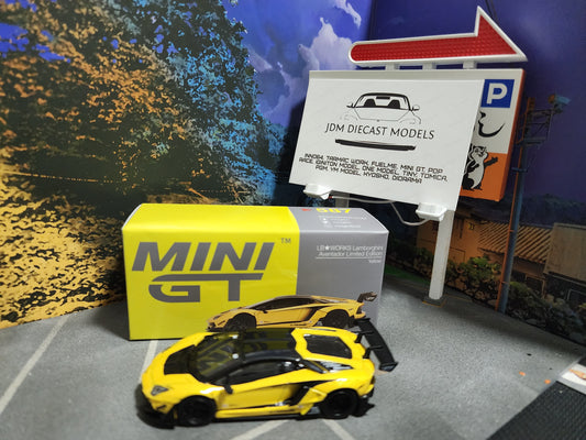 Mini GT LB★WORKS Lamborghini Aventador Limited Edition Yellow 2023 Hong Kong Toycar Salon Exclusive MGT00587