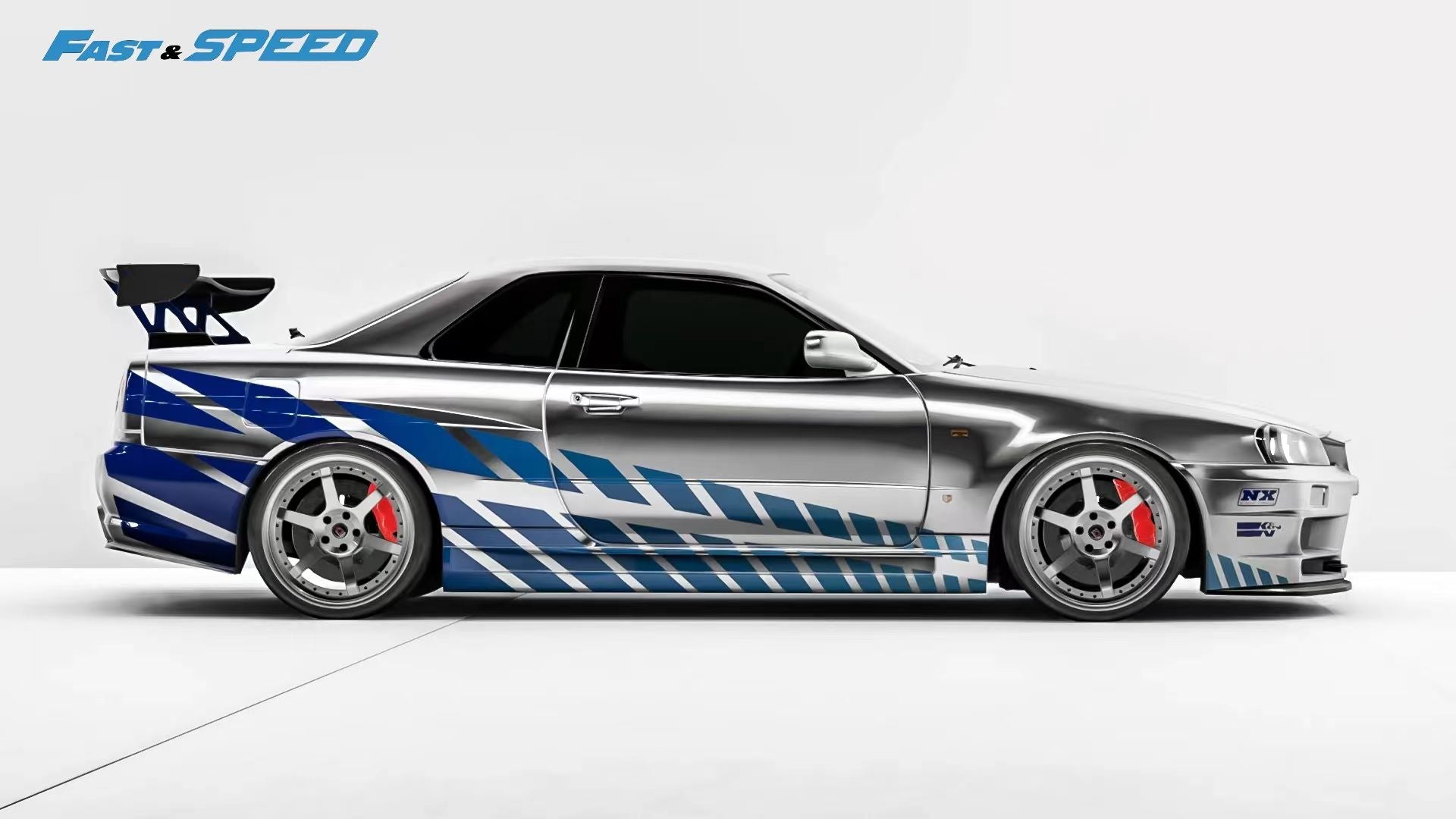 Preorder Fast Speed Skyline GT-R R34 FNF Silver-Blue / NFS Red Zero