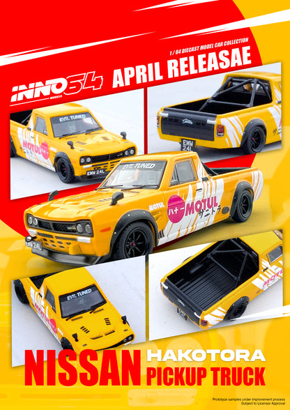 Inno64 Die-Cast Nissan Hakotora Pick Up Truck "MOTUL" Livery