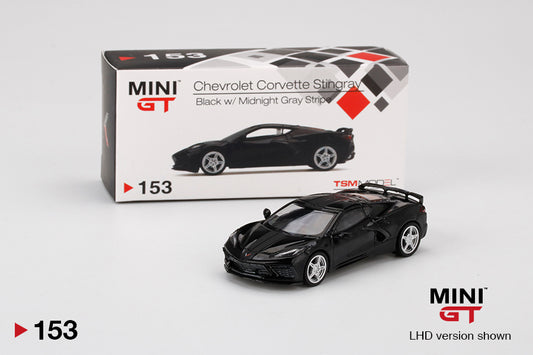 Mini GT Chevrolet Corvette Stingray Black w/ Midnight Gray Stripe