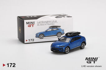 Mini GT Lamborghini Urus Blu Eleos w/ Roof Box