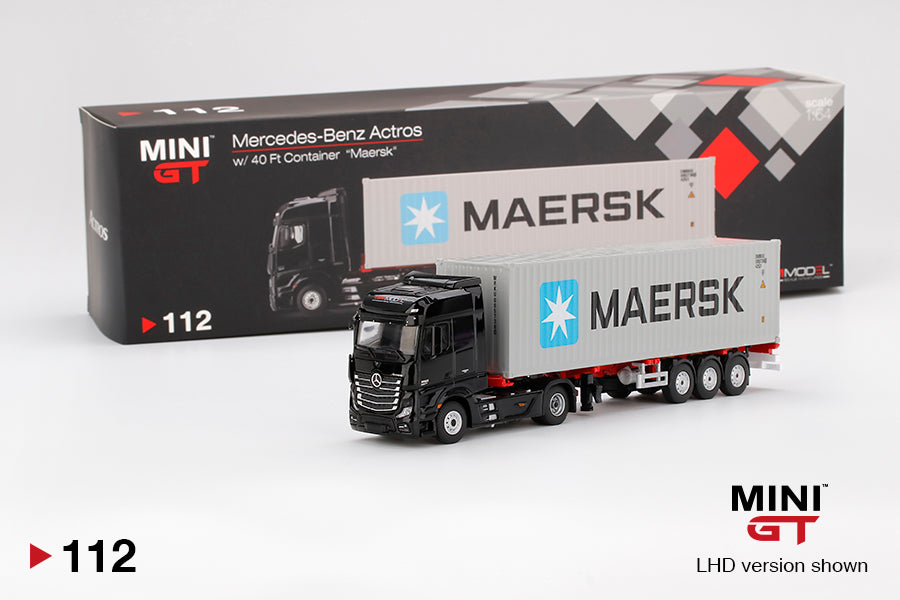 Mini GT Mercedes-Benz Actros With 40 Ft Container "MAERSK"