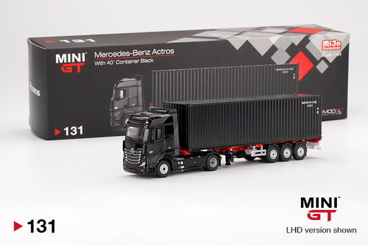 Mini GT Mercedes-Benz Actros w/ 40 Ft Container Black