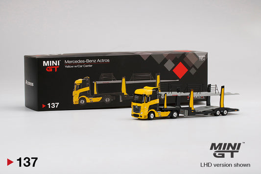 Mini GT Mercedes-Benz Actros Yellow w/ Car Carrier