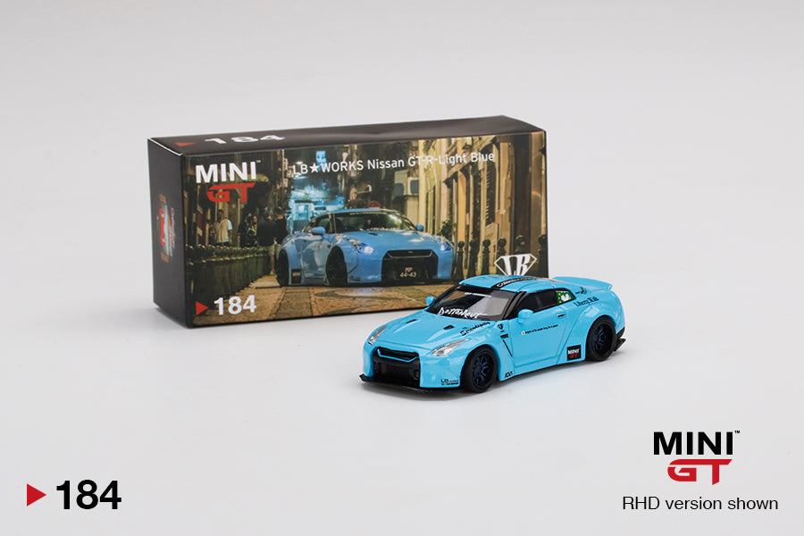 Mini GT LB★WORKS Nissan GT-R R35 Type 1 Rear Wing ver 2, Light Blue Collection Garage Special Macau Special