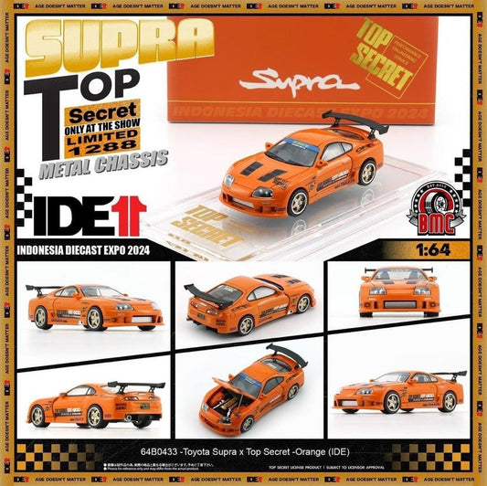 BM Creations Top Secret Toyota Supra Orange Indonesia Diecast Expo IDE 2024 limited edition 1288pcs