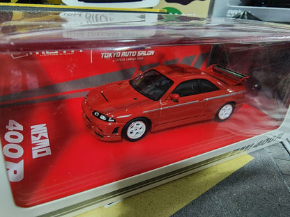 Kyosho Nissan Skyline Nismo 400R Red with MOTN base signed by Masamu San, Designer of MOTN Tech, Kyosho