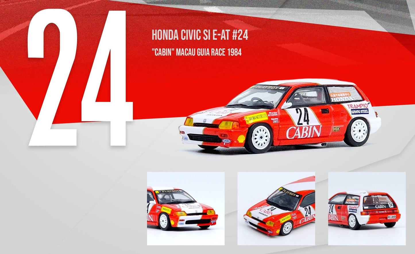 Inno64 Honda Civic Si E-AT #24 "Cabin" Macau Guia Race 1988 2nd 1600cc Class - Tomohiko Tsutsumi